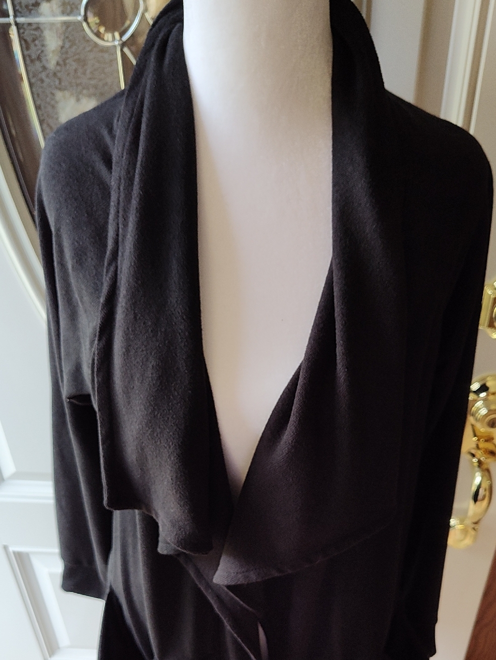 Jones New York Black Draped Open-Front Blouse